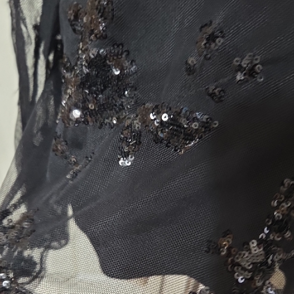 White House Black Market Black Sequin Blouse - Picture 5 of 9